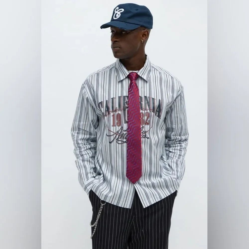 California 1932 Long Sleeve Shirt With Tie - Blue/combo